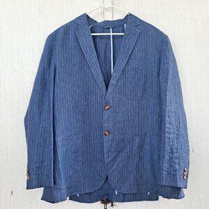 Peter Millar‎ 100% Linen Blue Striped Blazer Jacket Men's XL Pinstripe